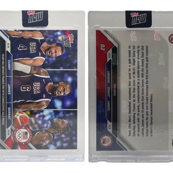 2024 Topps Now Olympic #26 Stephen Curry LeBron James Kevin Durant GOLD MEDAL - Picture 2 of 4